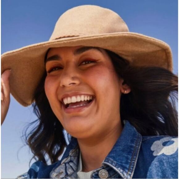 ASN Harper Boho Western Braided Floppy Tan Felt Hat Festival Hippie Boater - Picture 4 of 7